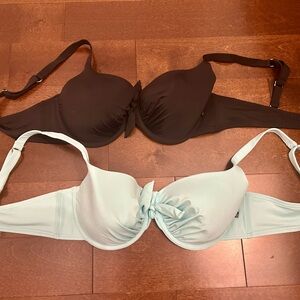 2 bikini tops from La vie en rose: size medium D (black and baby blue)